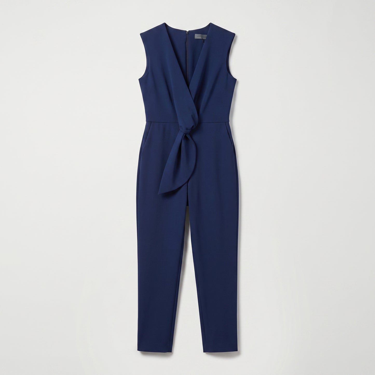 Sleeveless Knot-Front Navy Jumpsuit