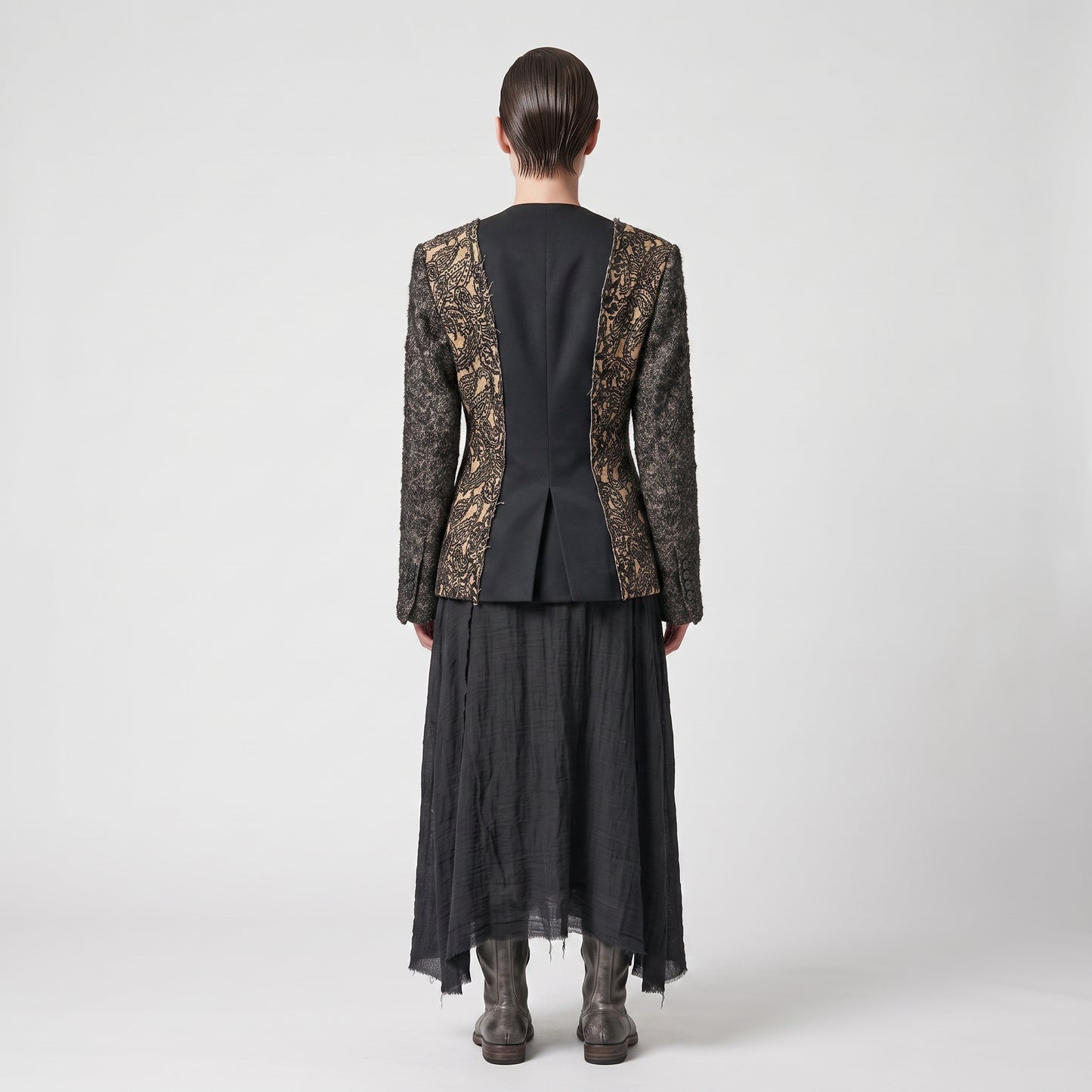 Structured Floral Panel Tailored Jacket
