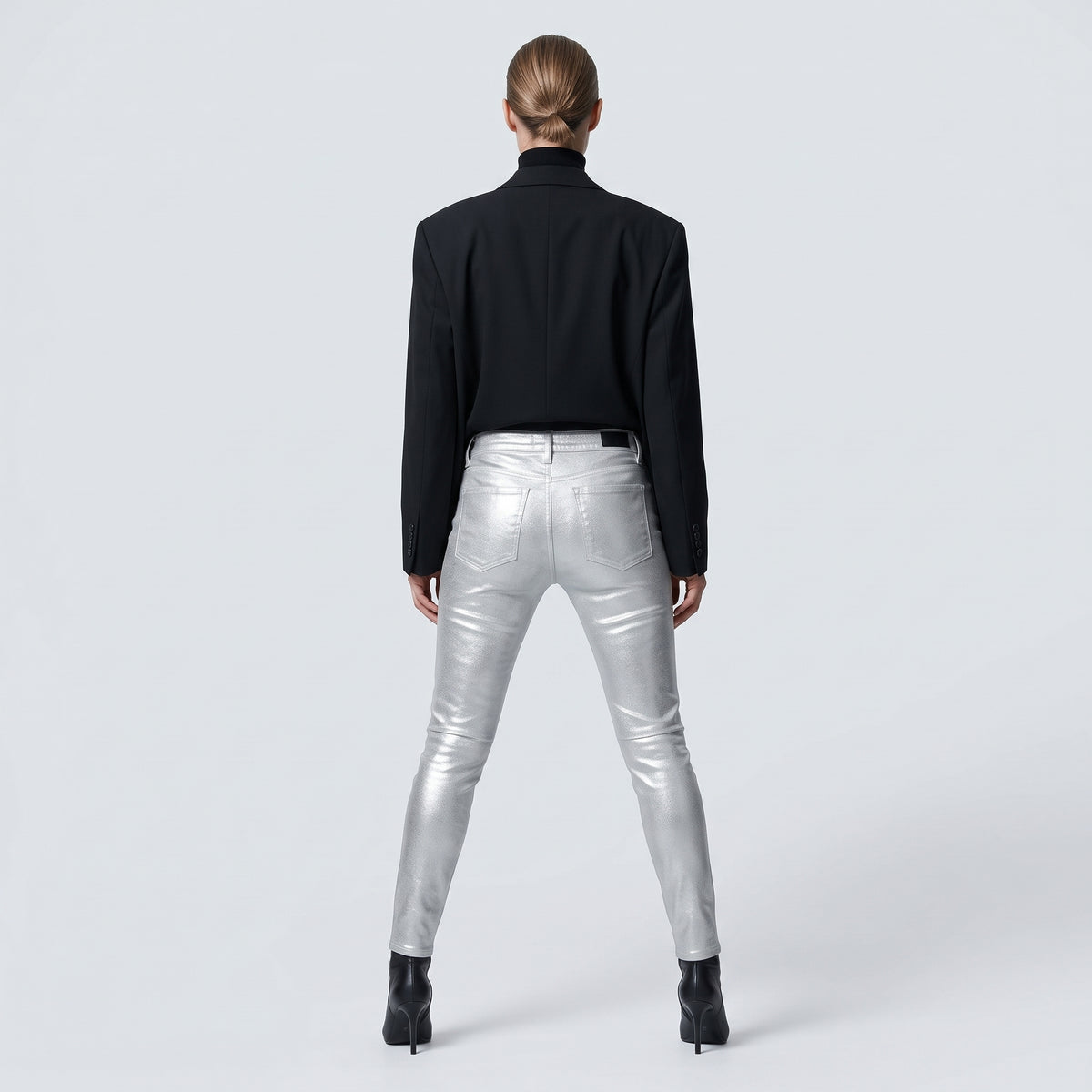 Metallic Silver Skinny Jeans