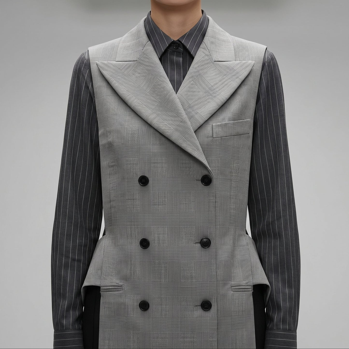 Tailored Double-Breasted Sculptural Vest