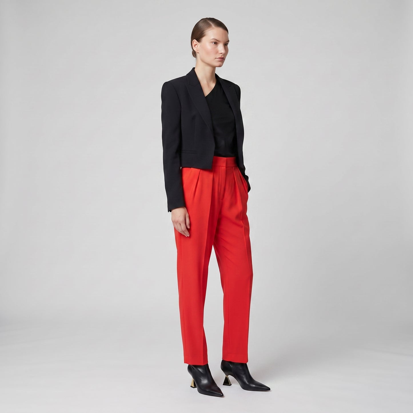 Tailored High-Rise Pleated Trousers