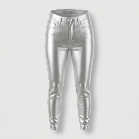 Metallic High-Rise Skinny Jeans