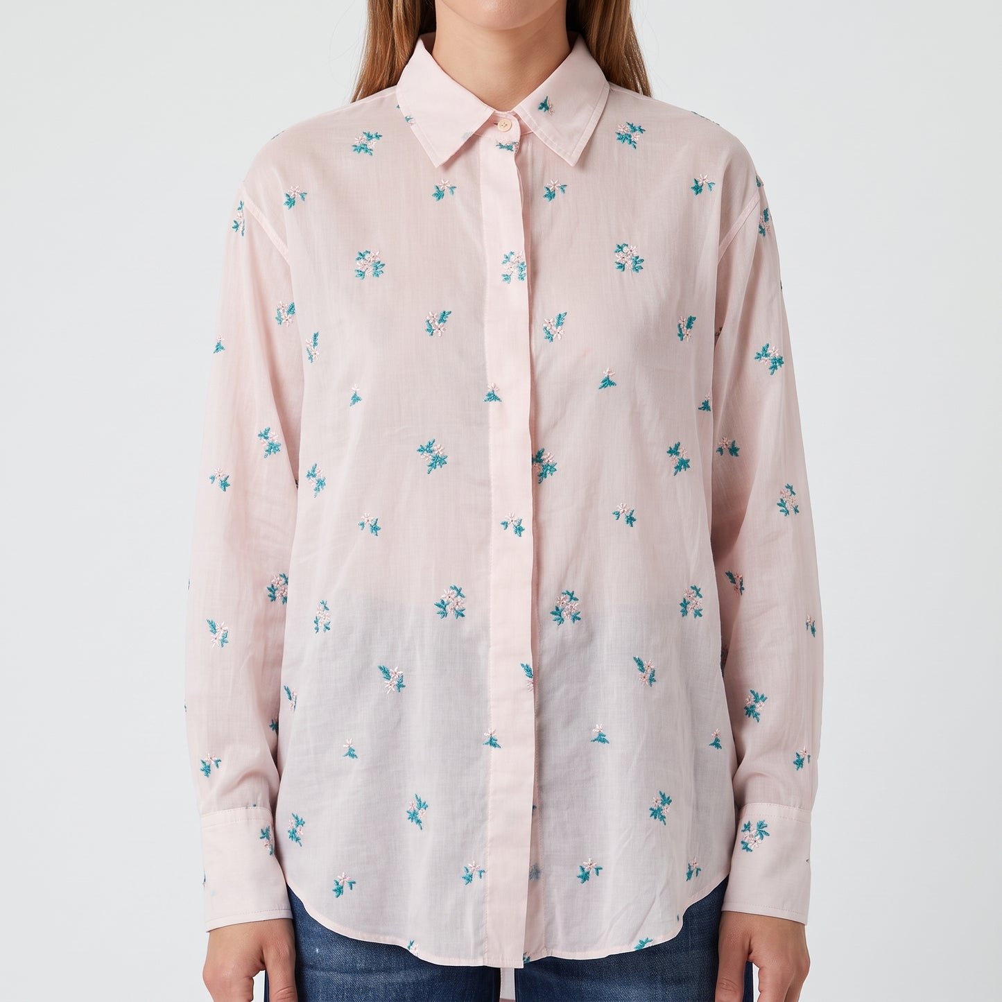 Floral Embroidered Cotton Shirt