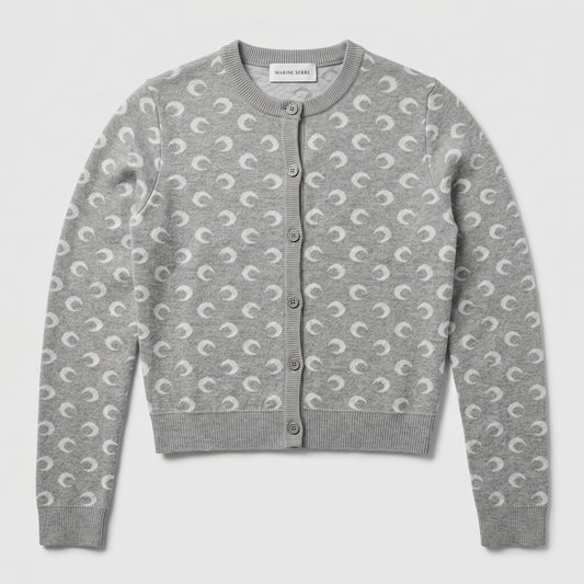 Iconic Moon Pattern Wool Cardigan