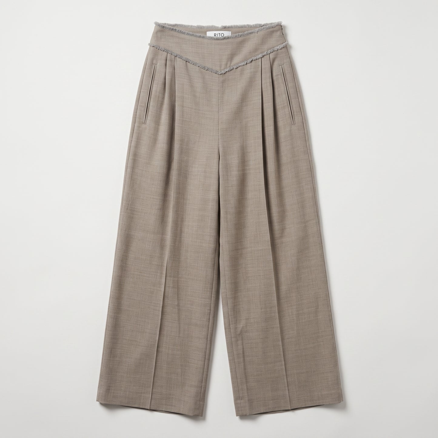 Frayed Waist Wide Leg Trousers