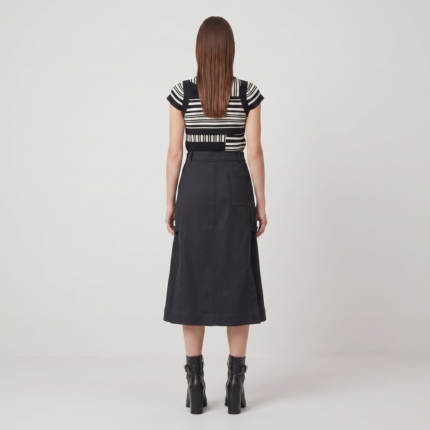 Structured Utility Midi Skirt