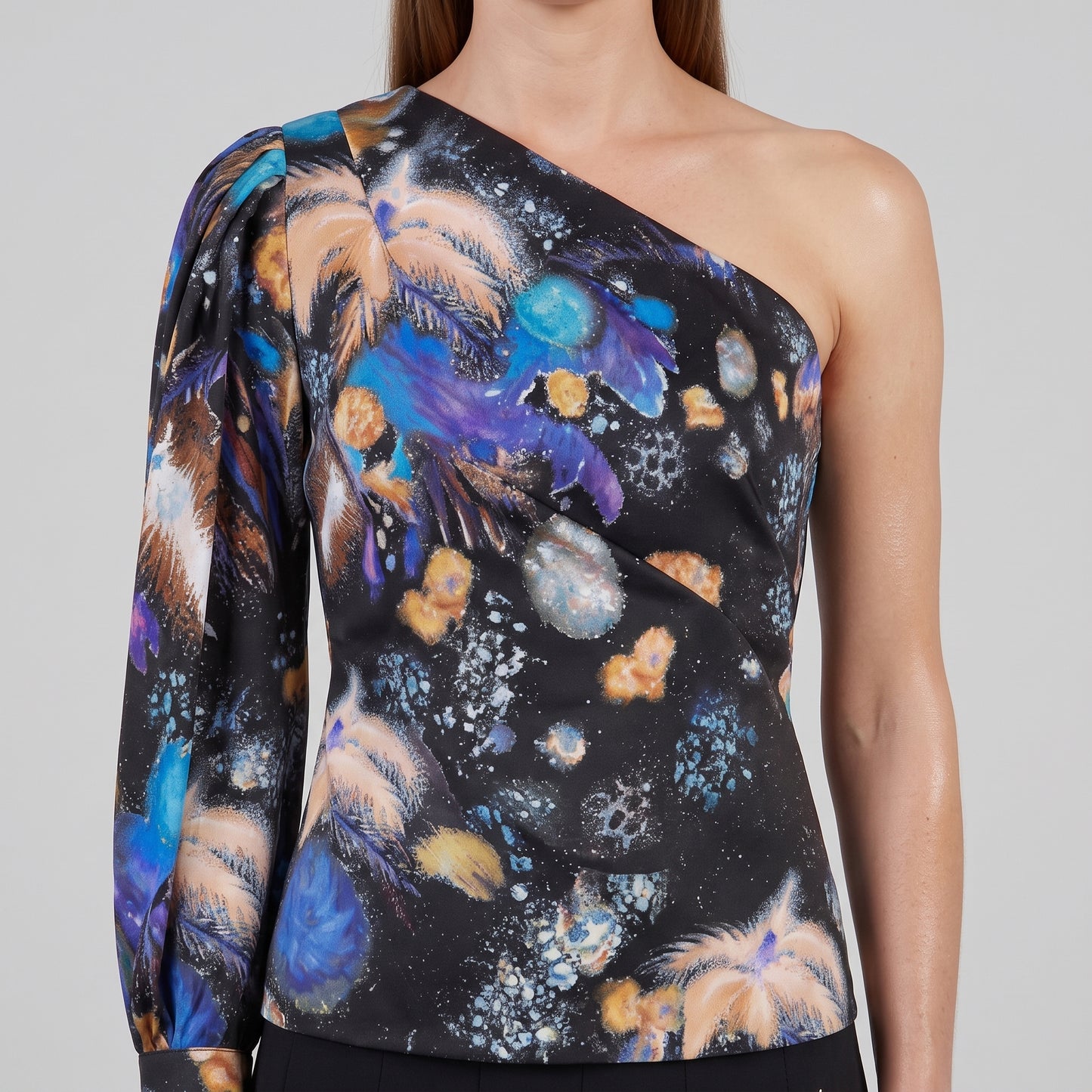 One-Shoulder Floral Printed Top