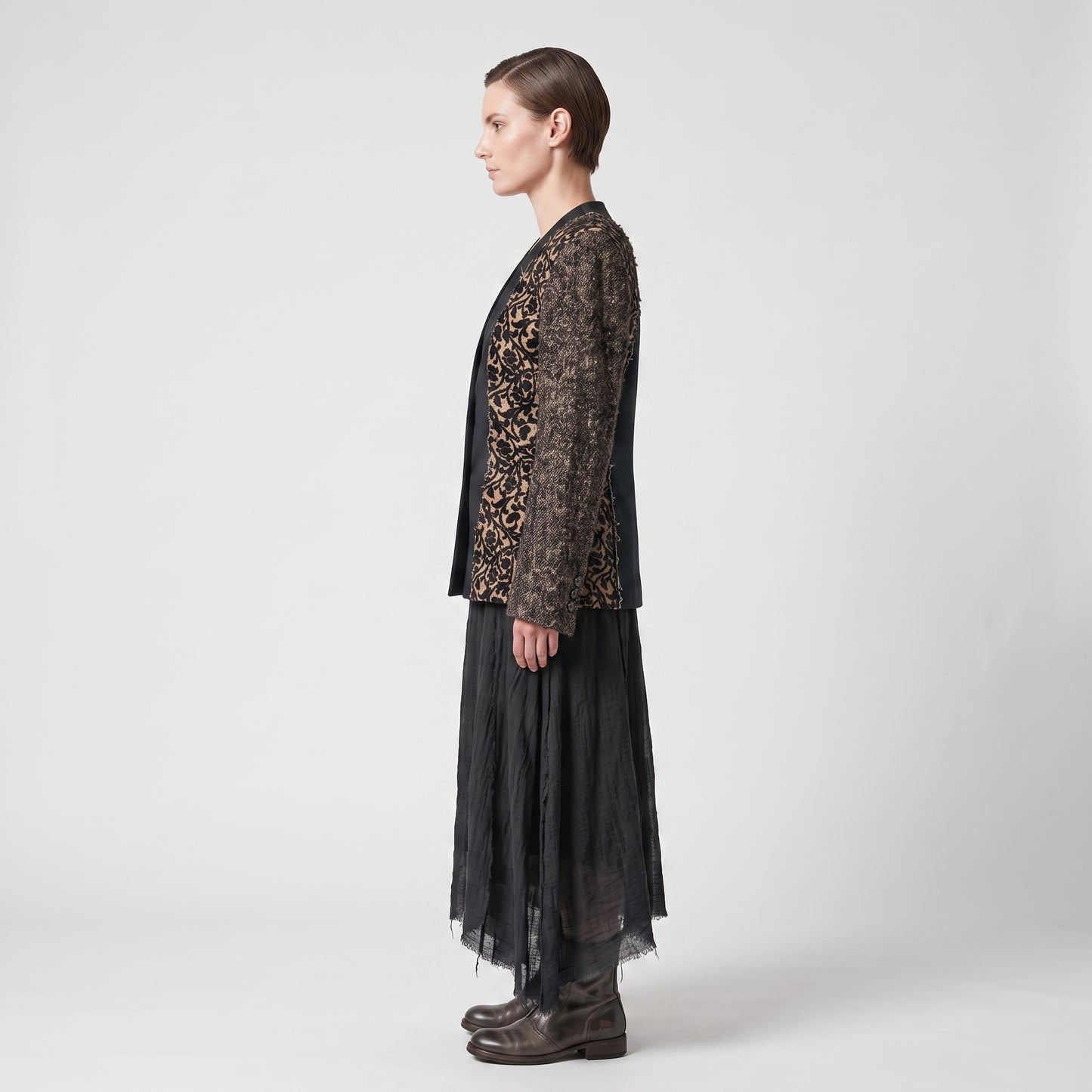 Structured Floral Panel Tailored Jacket