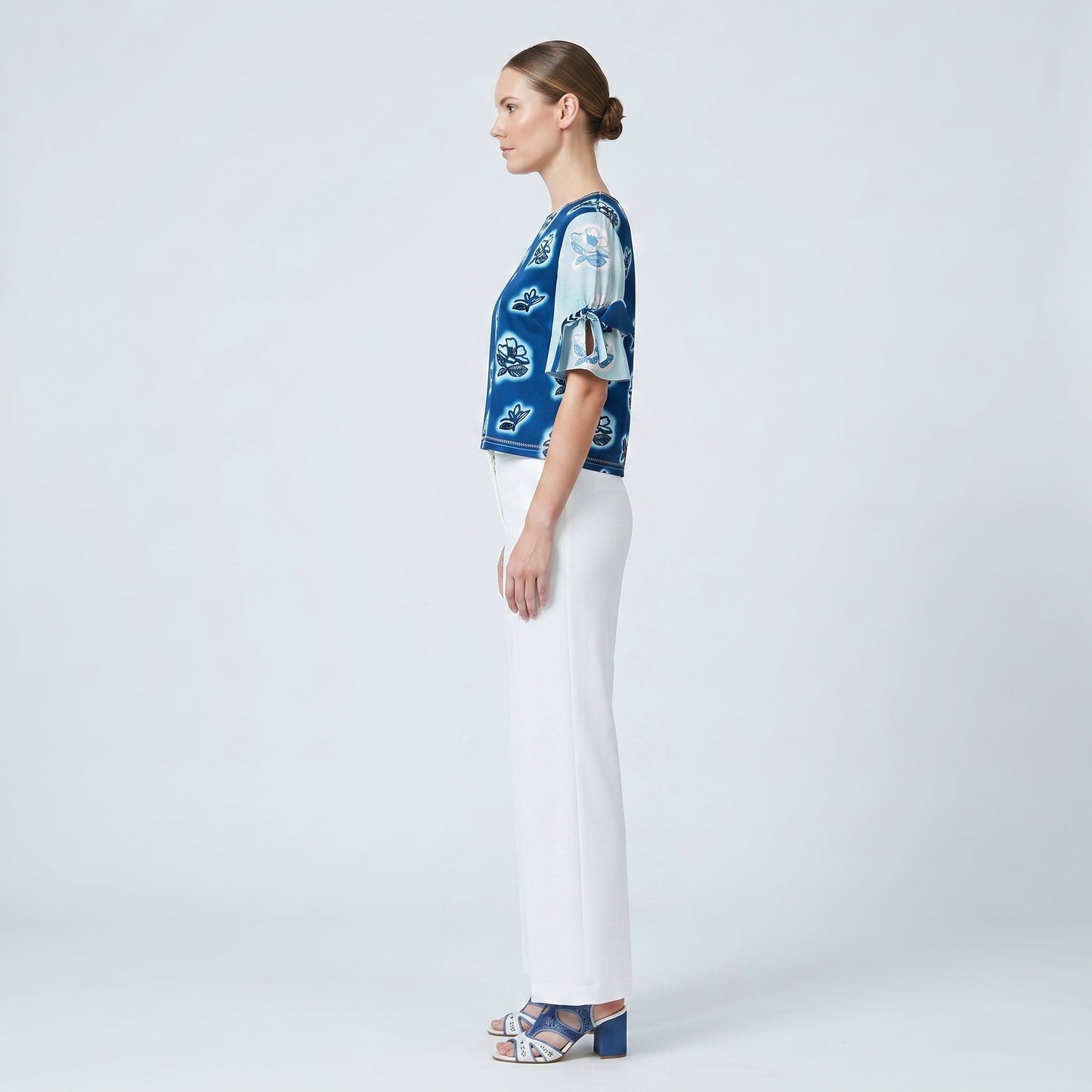 Floral Printed Ruffled Sleeve Top
