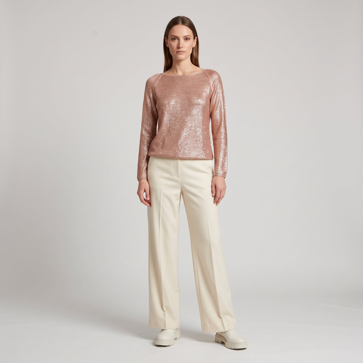 Metallic Shimmer Long Sleeve Top
