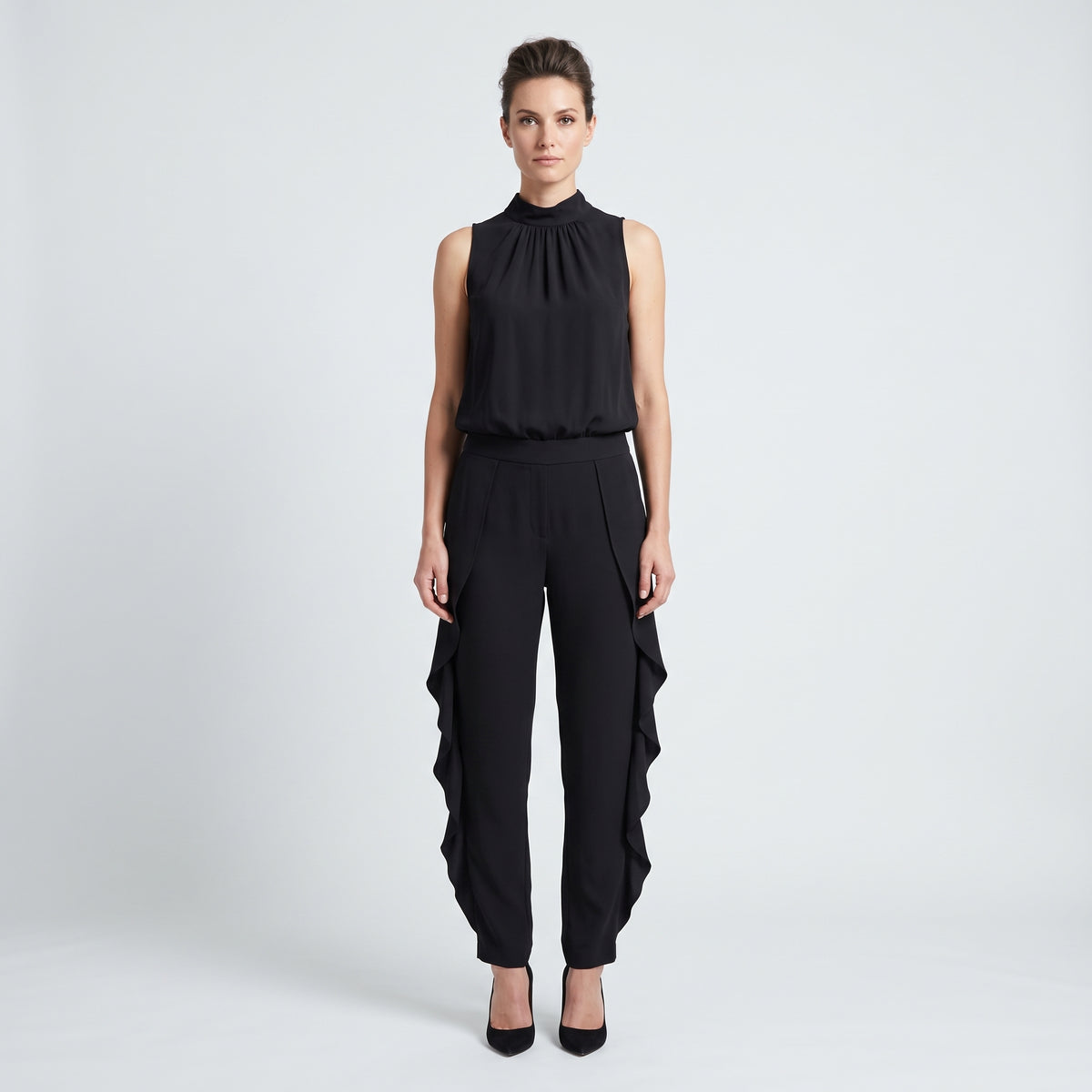 Sleeveless Ruffle Detail Jumpsuit