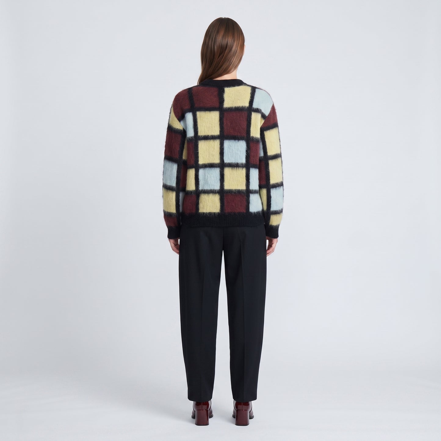Checkered Brushed Mohair Sweater