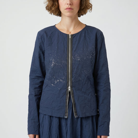 Crinkled Glitter Detail Navy Jacket
