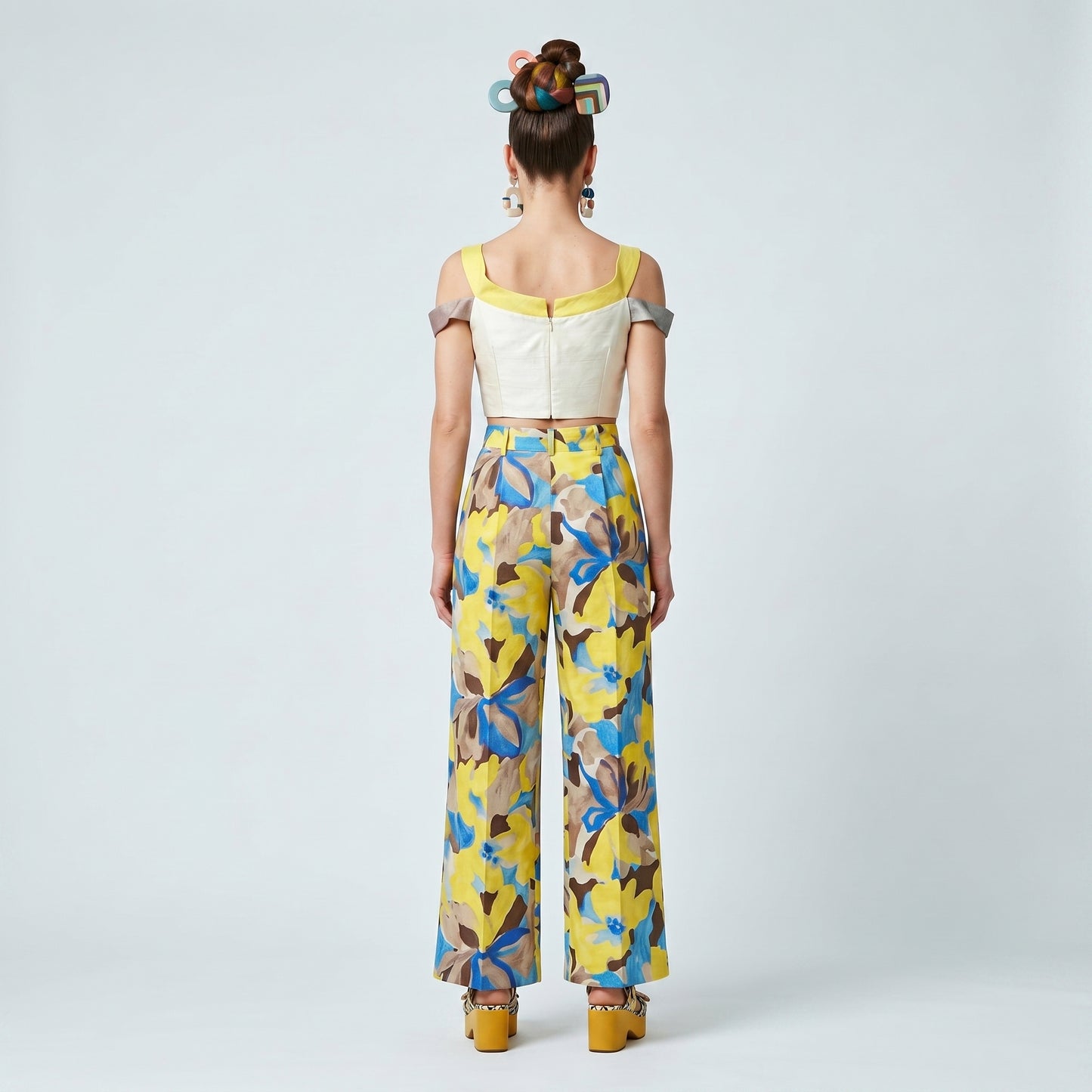 Colorblock Tie-Detail Crop Top