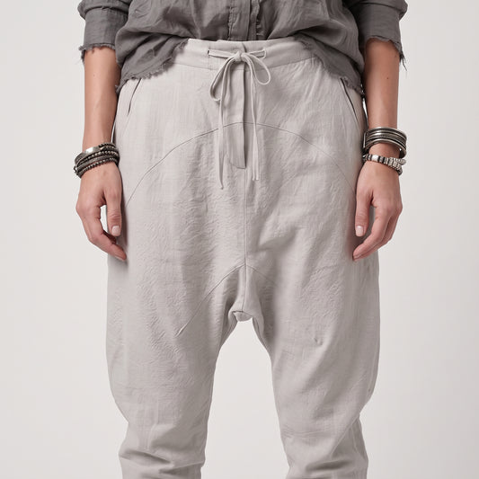 Relaxed Drawstring Linen Tapered Trousers