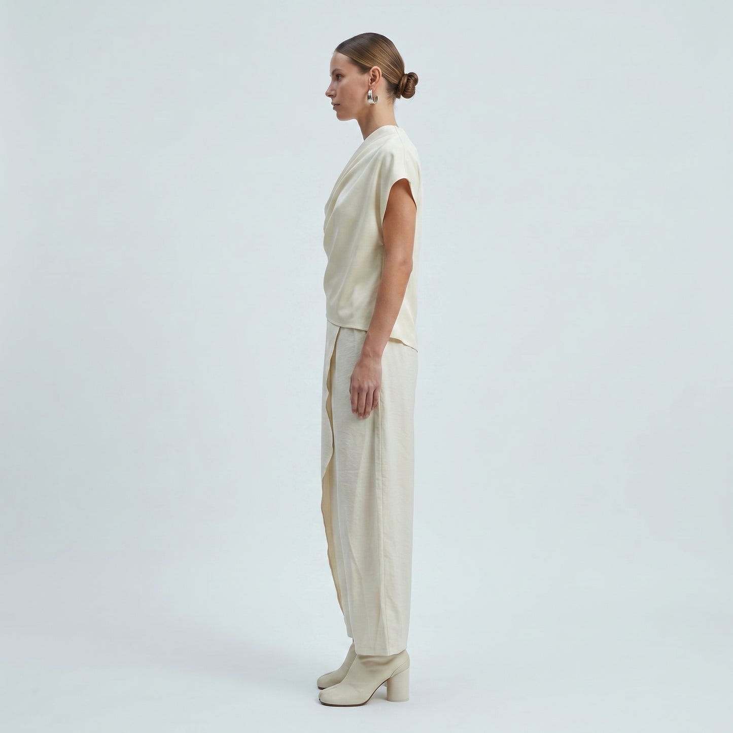 Minimalist High-Waisted Wrap Trousers
