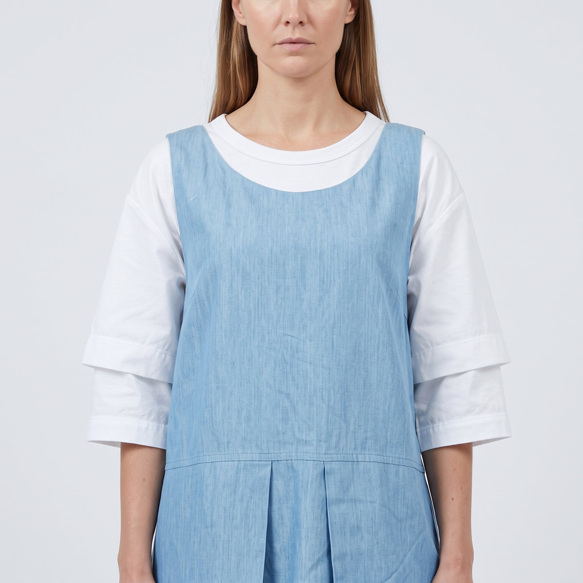 Chambray Pleated Sleeveless Top
