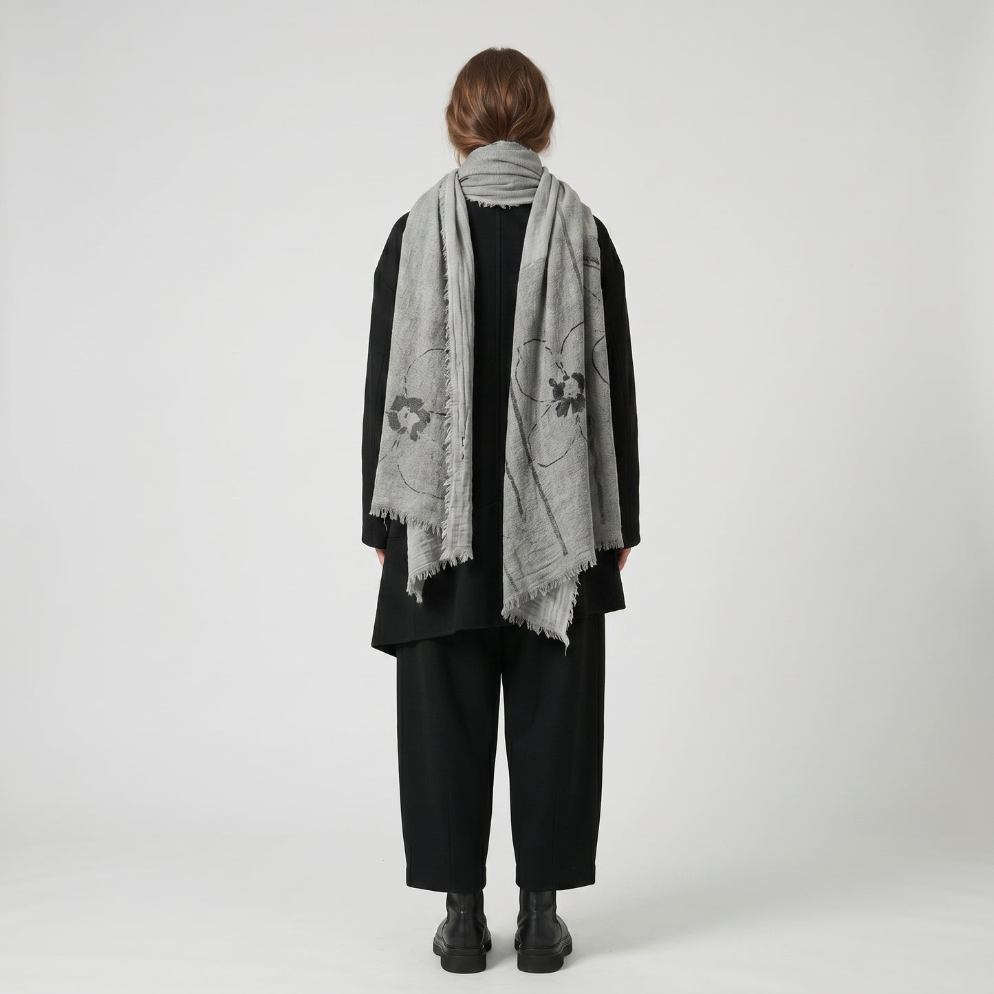 Floral Print Linen Blend Scarf