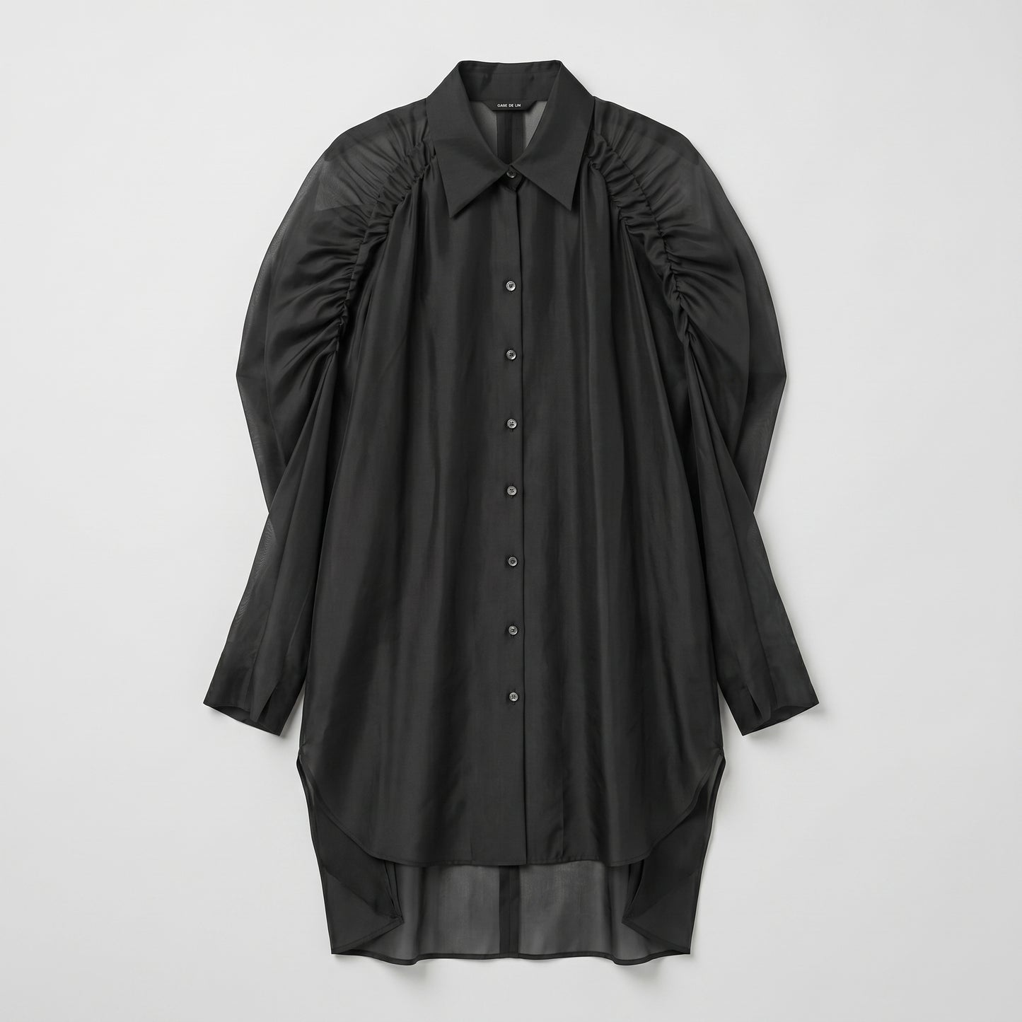 Sheer Gathered Sleeve Tunic Shirt