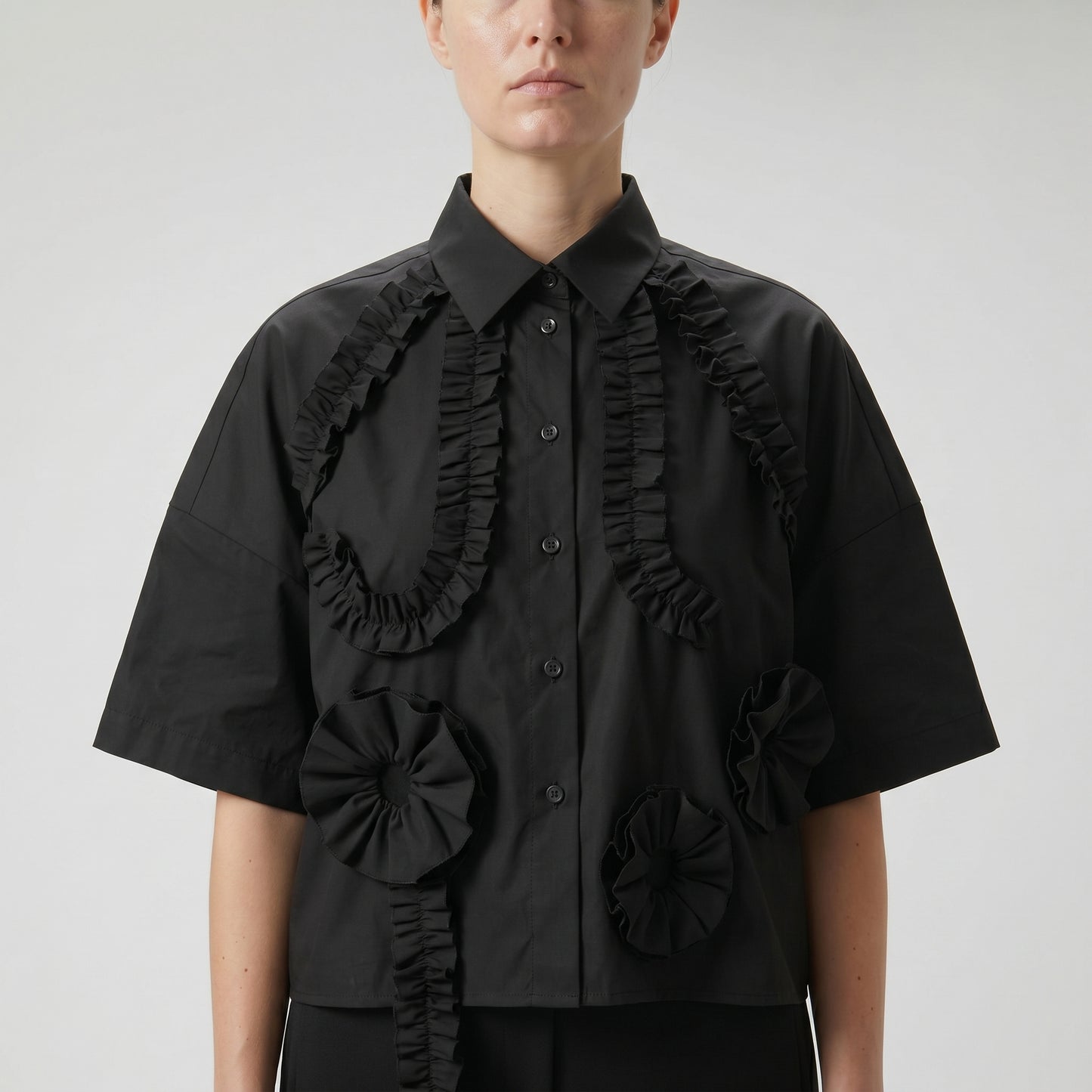 Ruffled Statement Cotton Shirt