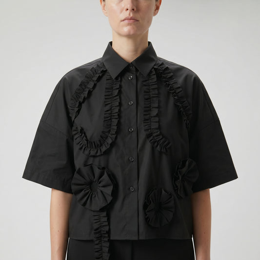 Ruffled Statement Cotton Shirt
