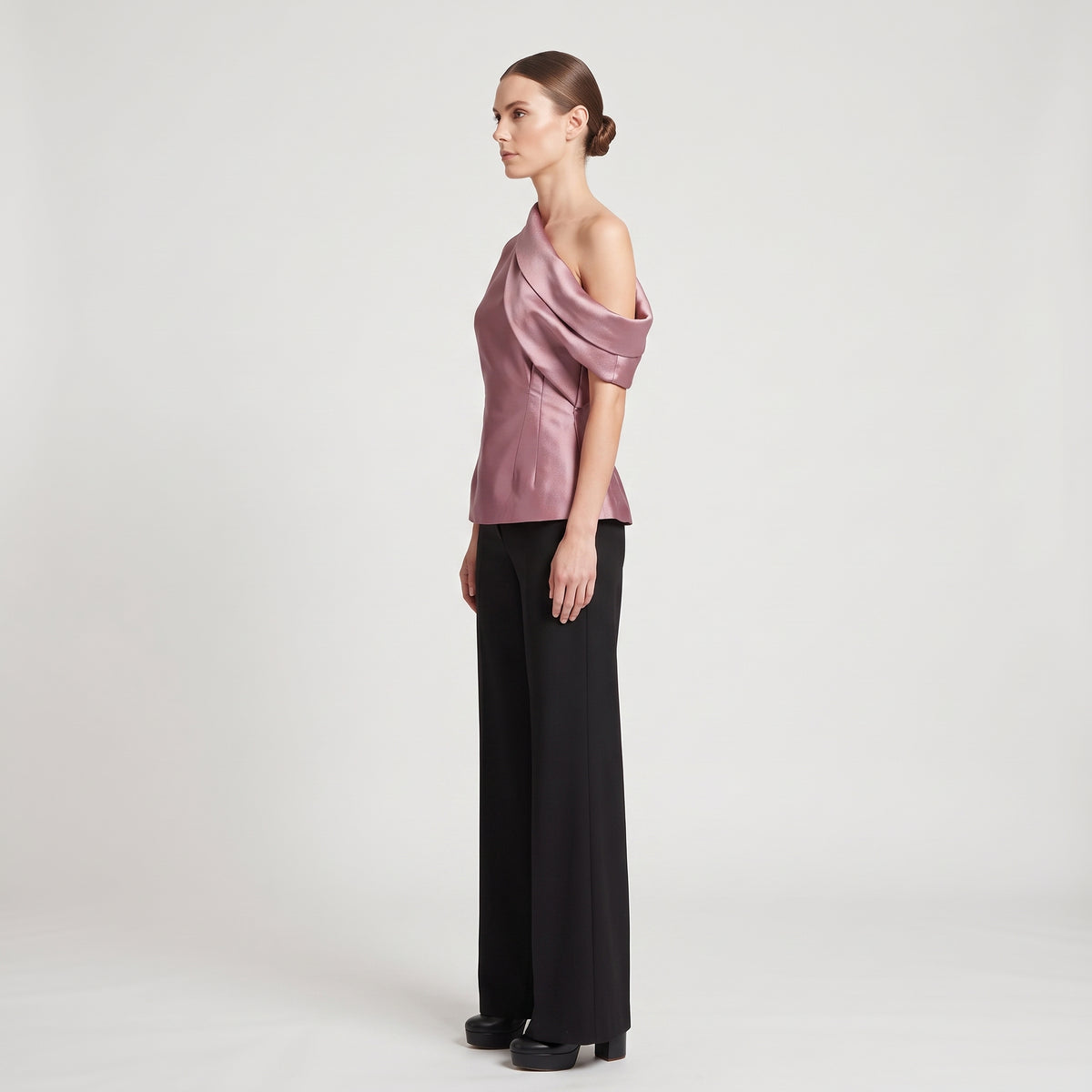 One-Shoulder Satin Sculpted Top