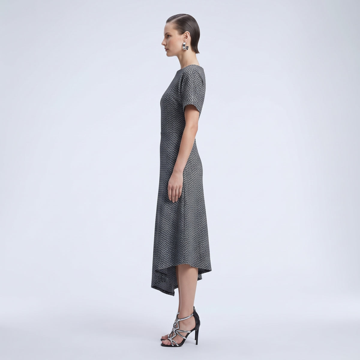 Textured Asymmetric Hem Mini Dress