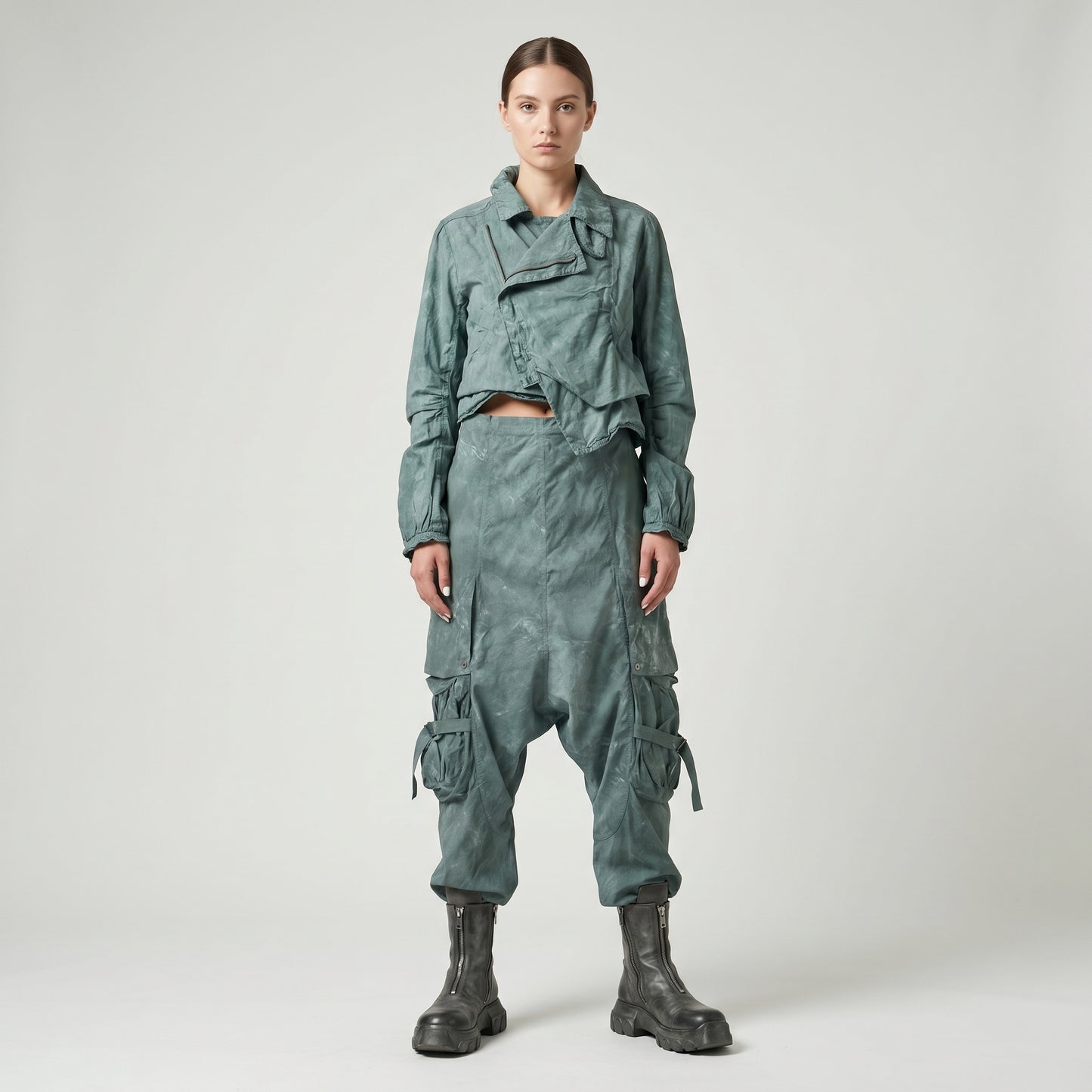 Tie-Dye Cargo Drop Crotch Trousers