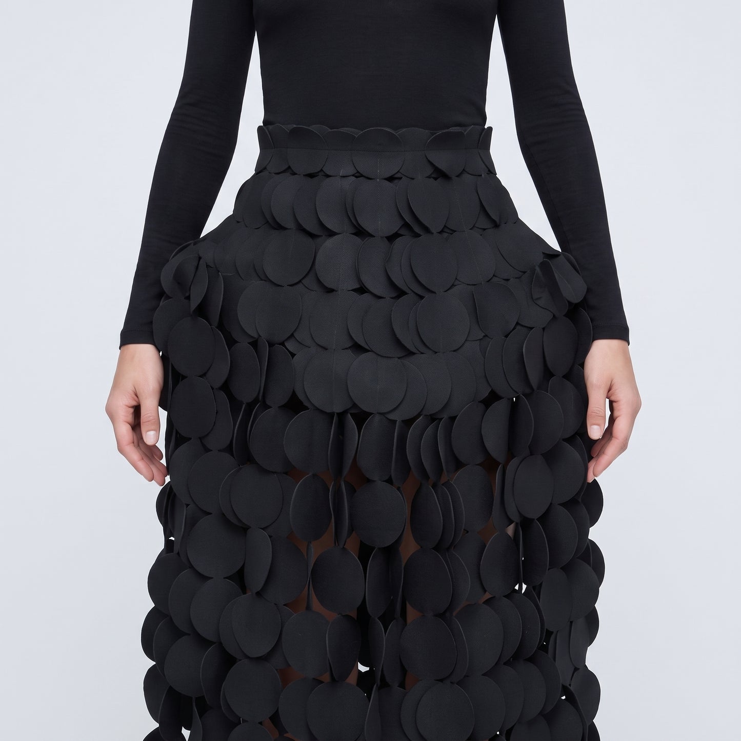 Sculptural Disc Embellished Skirt