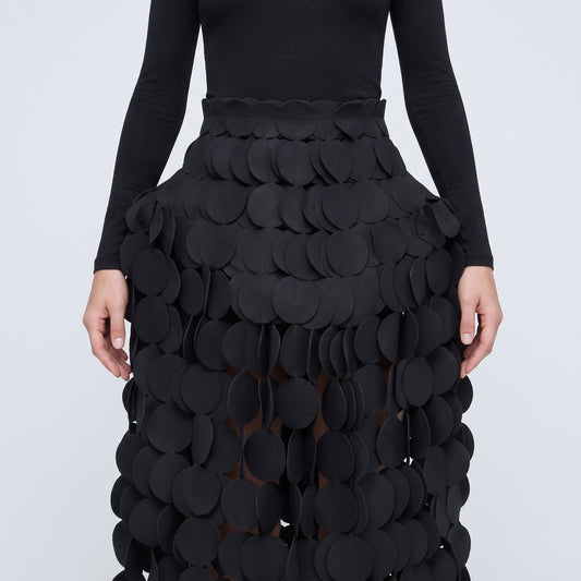 Sculptural Disc Embellished Skirt
