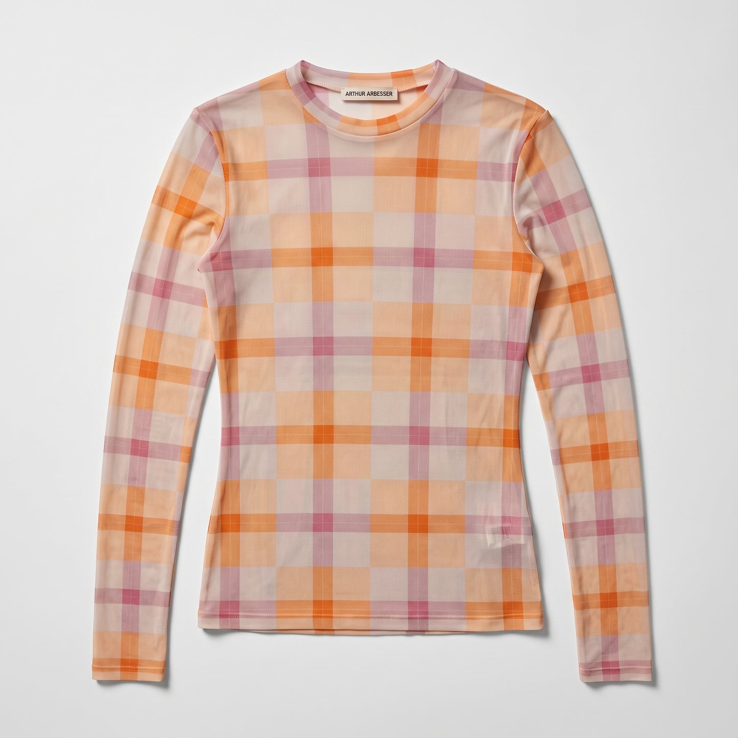Plaid Sheer Long Sleeve Top