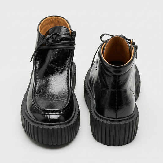 Chunky Leather Platform Boots