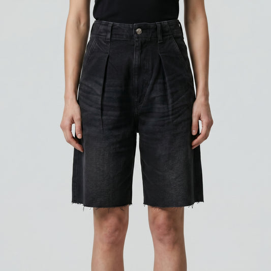 Tailored High-Rise Denim Shorts