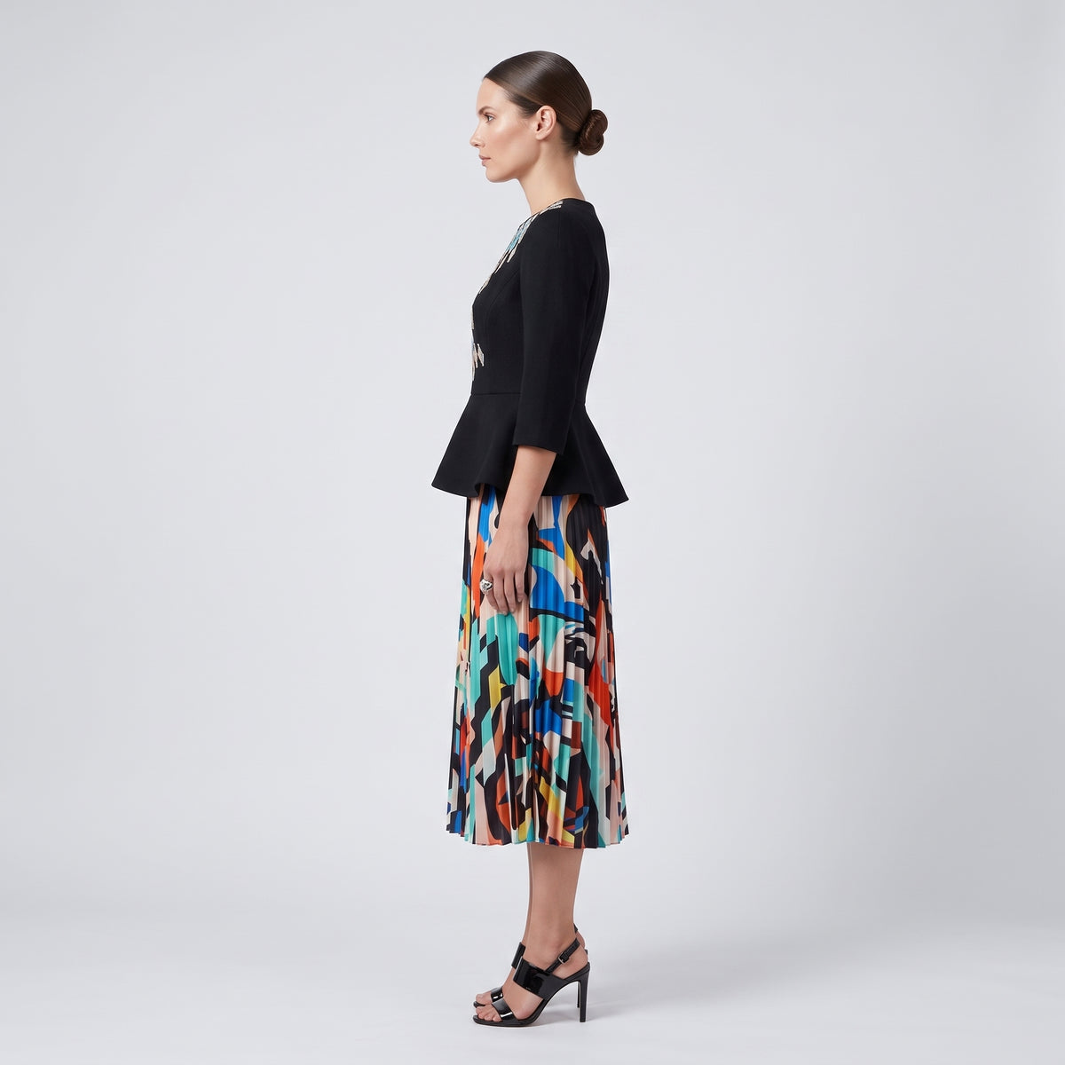 Embroidered Peplum Structured Top