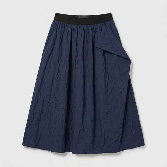 Asymmetric Crinkled Midi Skirt