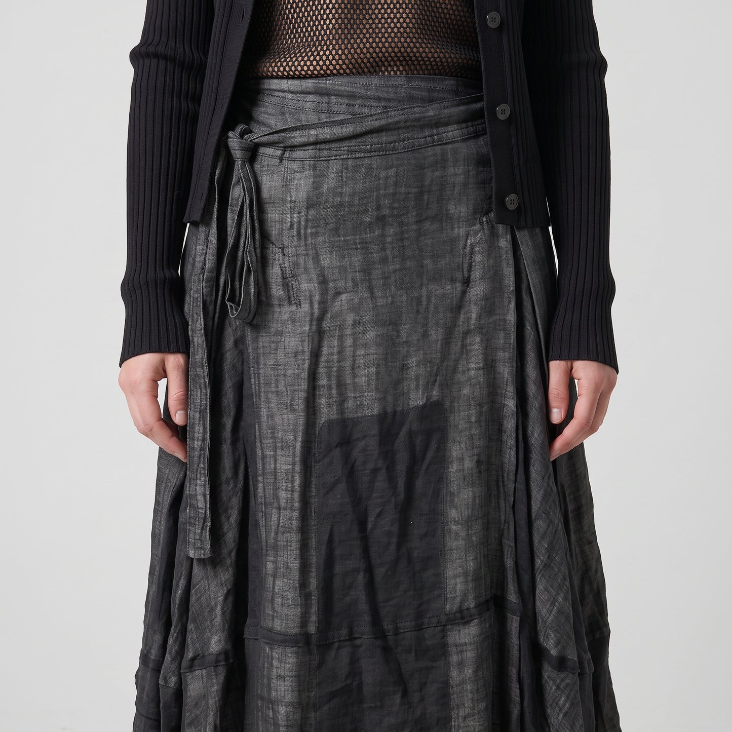 Textured Wrap Midi Skirt