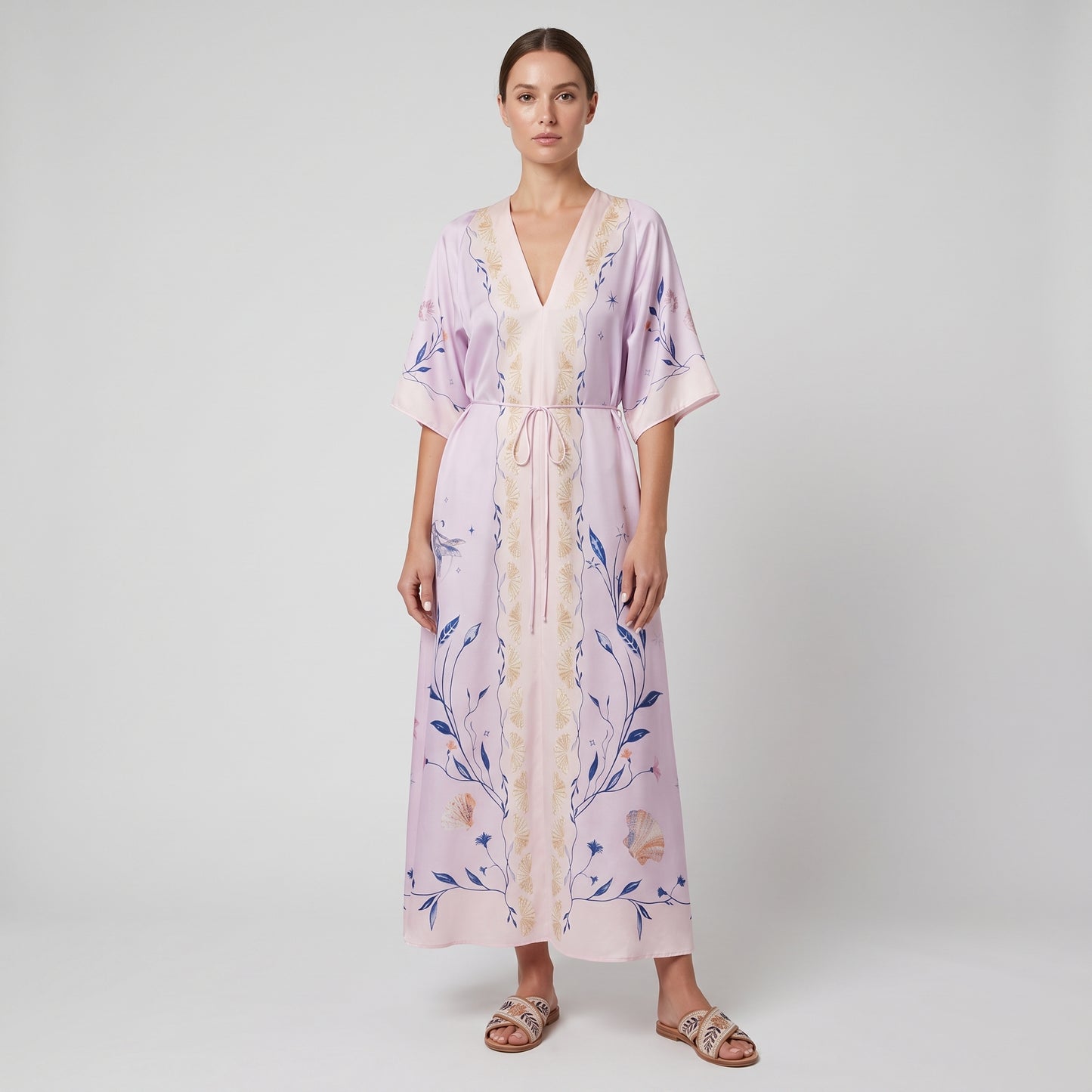 Floral Printed Silk Midi Dress