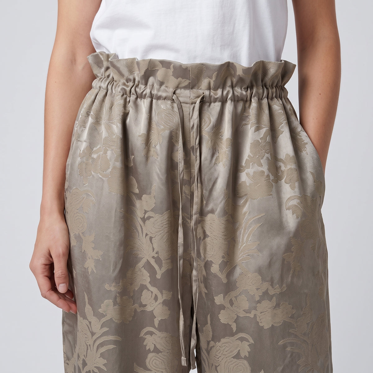 Floral Print Paperbag Waist Trousers