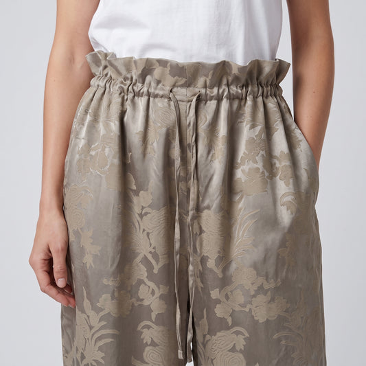 Floral Print Paperbag Waist Trousers