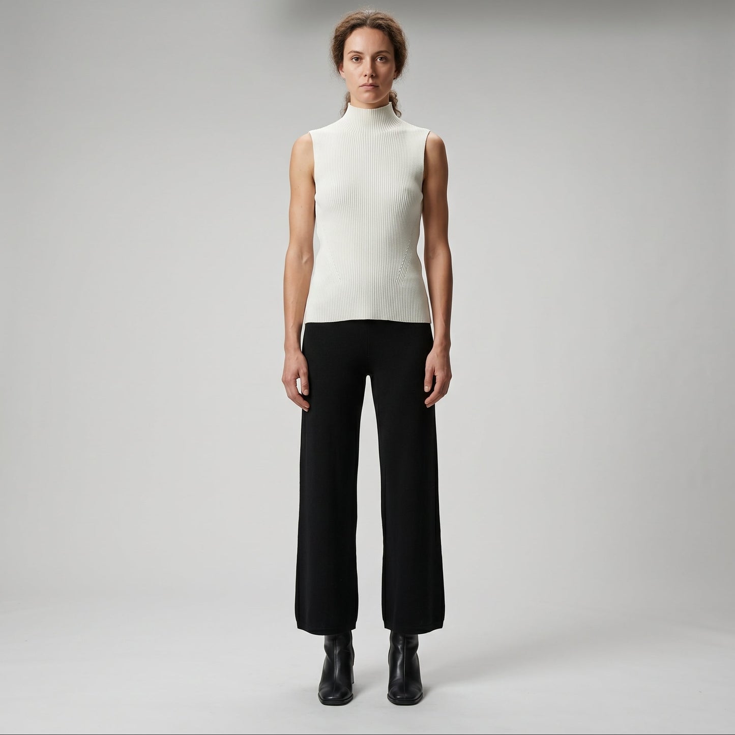 Sleeveless Ribbed Mock Neck Top
