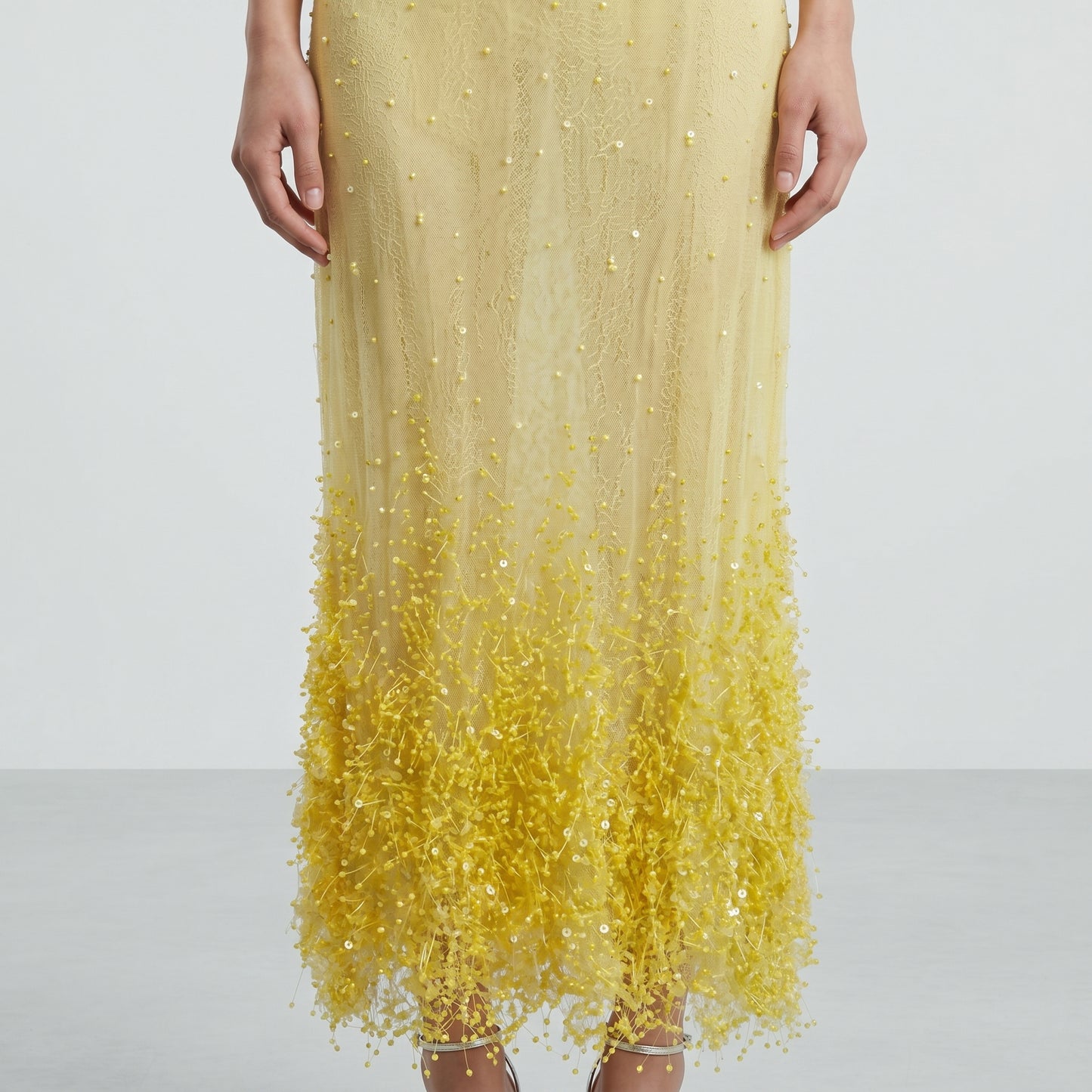 Embellished Sheer Midi Dress