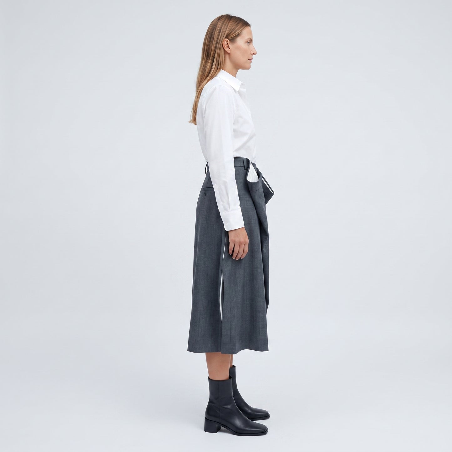 Tailored Charcoal Wrap Skirt