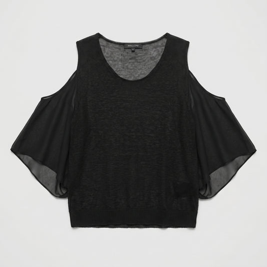 Cold-Shoulder Sheer Sleeve Top