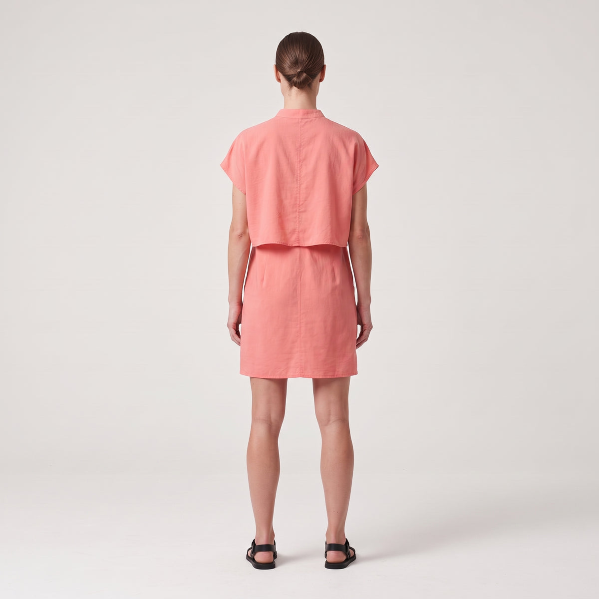 Coral Cut-Out Button Shirt