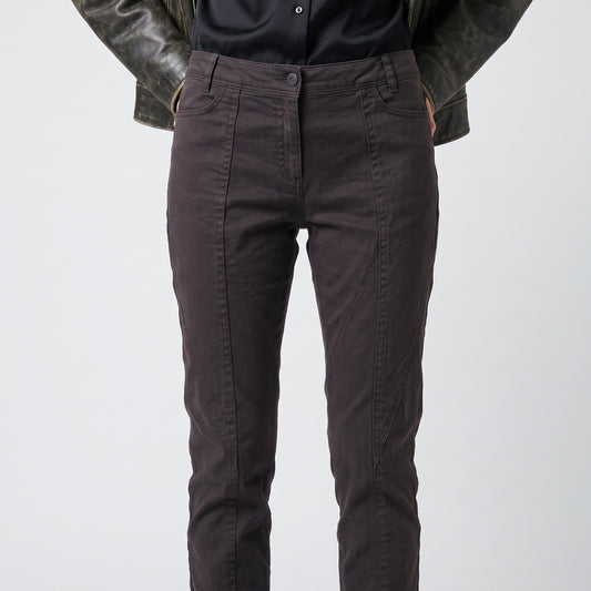 Slim Fit Dark Cotton Trousers