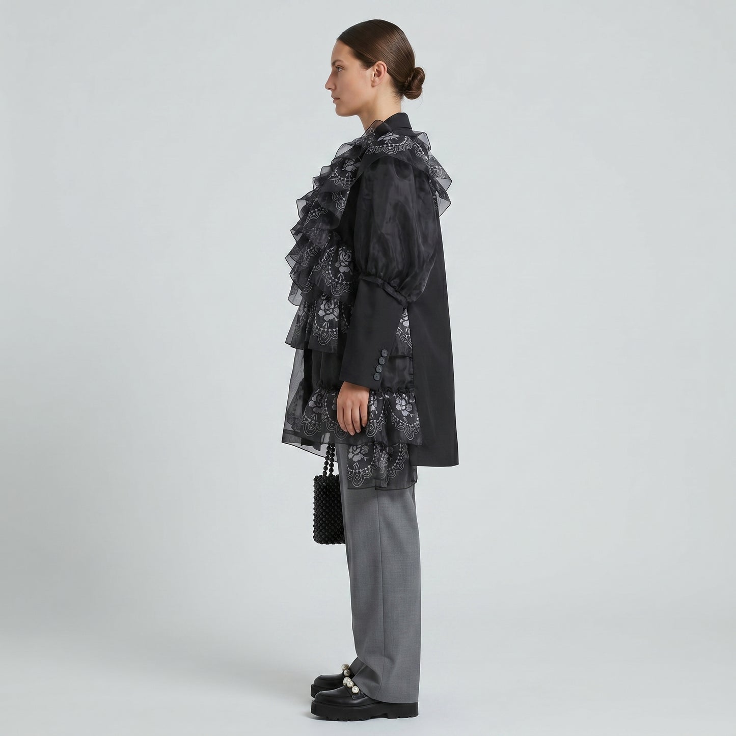 Ruffled Organza Tailored Jacket