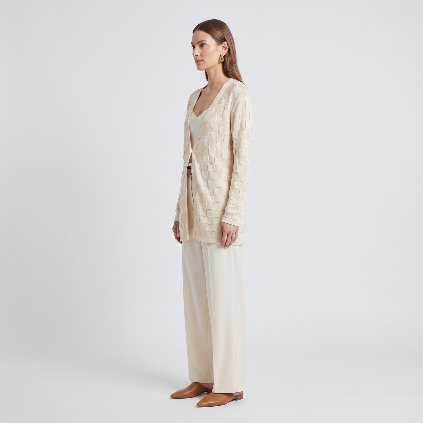 Textured V-Neck Knit Cardigan