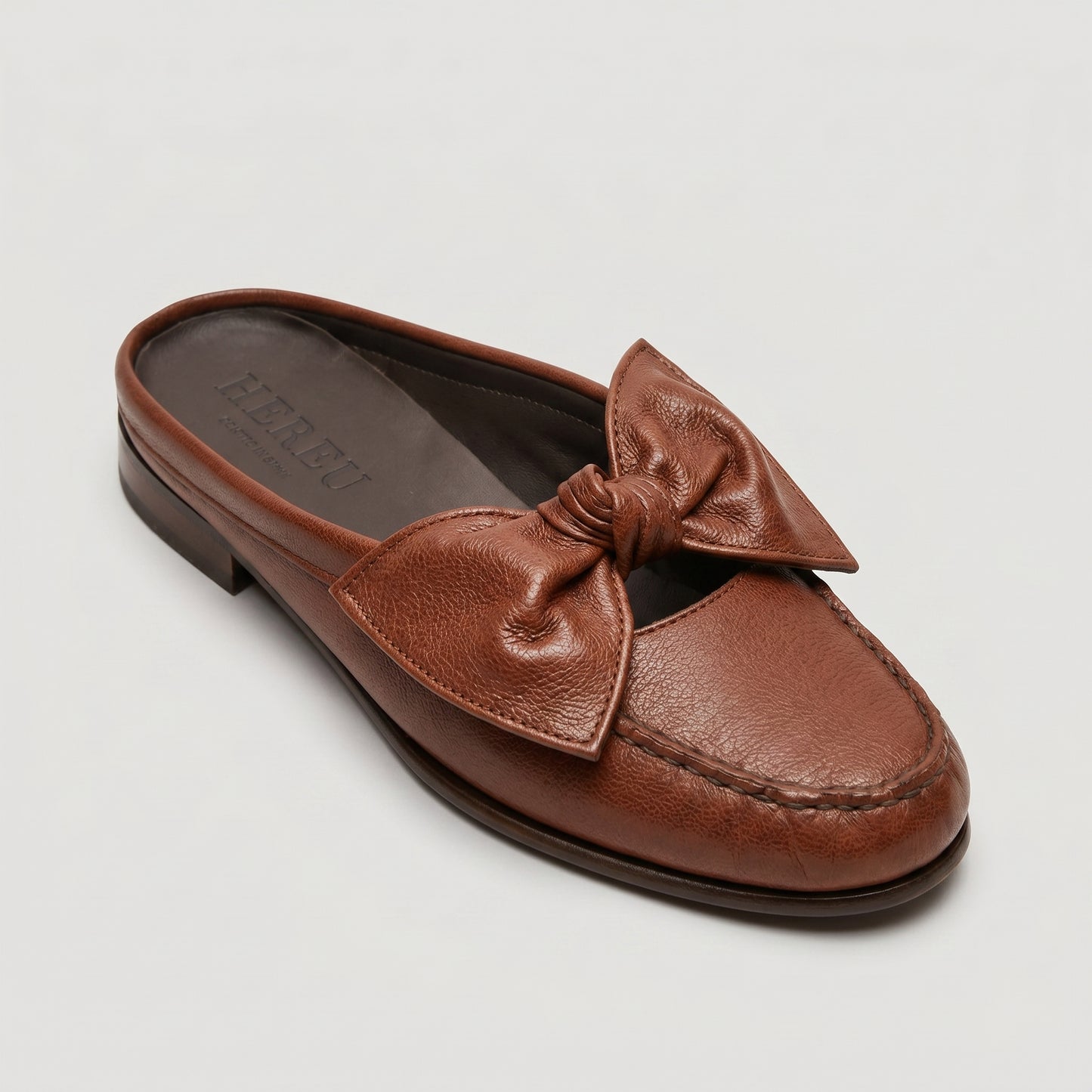 Leather Bow Embellished Mule