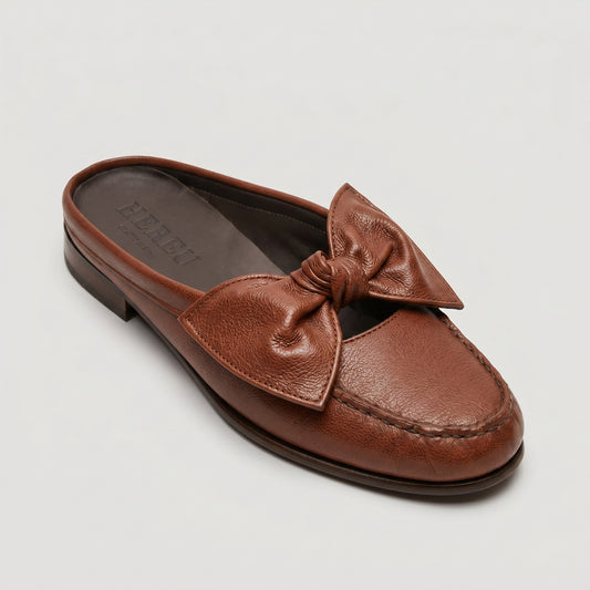 Leather Bow Embellished Mule