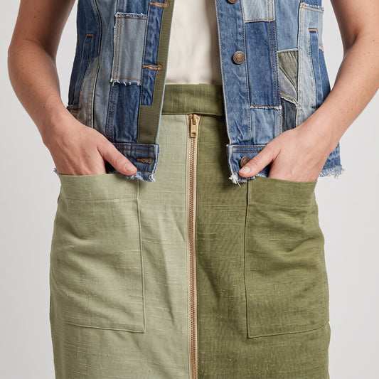 Two-Tone Utility Midi Skirt